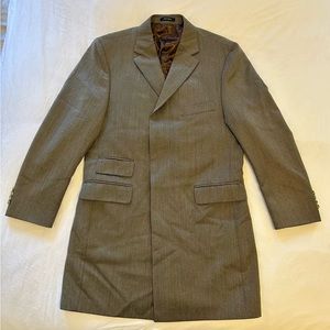 J. PRESS 100% Wool Topcoat/Overcoat Olive Brown Size 40R Ivy Style